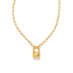 Kendra Scott Jess Small Lock Chain Necklace, Gold-Plated