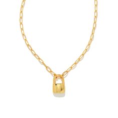 Kendra Scott Jess Small Lock Chain Necklace, Gold-Plated