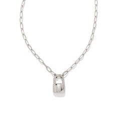 Kendra Scott Jess Small Lock Chain Necklace, Rhodium-Plated