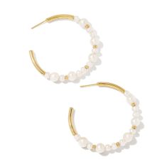Kendra Scott Jovie Beaded Hoop Earrings in White Pearl
