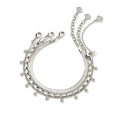 Kendra Scott Kassie Set Of 3 Chain Bracelets, Rhodium-Plated