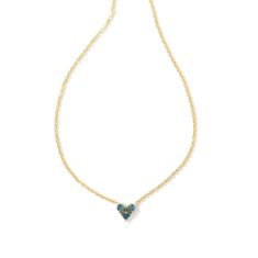 Kendra Scott Katy Heart Short Pendant Necklace in Teal Glass