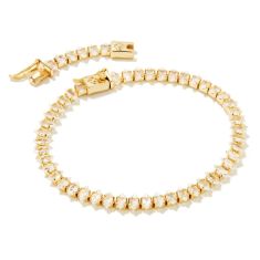 Kendra Scott Larsan Tennis Bracelet in White Cubic Zirconia, Gold-Plated