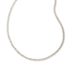 Kendra Scott Larsan Tennis Necklace in White Cubic Zirconia, Rhodium-Plated