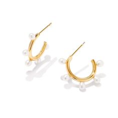 Kendra Scott Leighton Huggie Earrings in White Freshwater Cultured Pearl