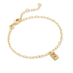 Kendra Scott Letter B Delicate Chain Bracelet in White Cubic Zirconia, Gold-Plated