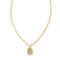 Kendra Scott Letter B Short Pendant Necklace in White Cubic Zirconia, Gold-Plated