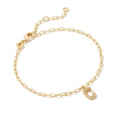Kendra Scott Letter C Delicate Chain Bracelet in White Cubic Zirconia, Gold-Plated