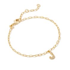 Kendra Scott Letter J Delicate Chain Bracelet in White Cubic Zirconia, Gold-Plated