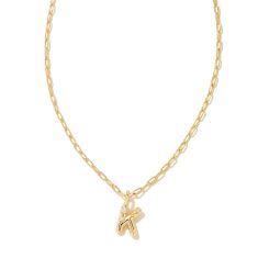 Kendra Scott Letter K Short Pendant Necklace in White Cubic Zirconia, Gold-Plated
