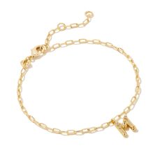 Kendra Scott Letter M Delicate Chain Bracelet in White Cubic Zirconia, Gold-Plated