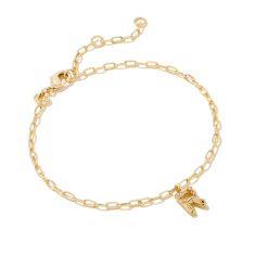 Kendra Scott Letter R Delicate Chain Bracelet in White Cubic Zirconia, Gold-Plated