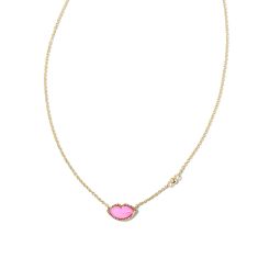 Kendra Scott Lips Pendant Necklace in Hot Pink Mother-of-Pearl, Gold-Plated