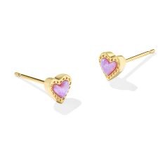 Kendra Scott Mini Ari Heart Stud Earrings in Bubblegum Pink Kyocera Created Opal