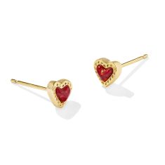 Kendra Scott Mini Ari Heart Stud Earrings in Red Kyocera Created Opal