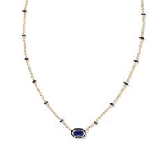 Kendra Scott Mini Elisa Enamel Frame Short Pendant Necklace in Navy Mother-of-Pearl, Gold-Plated
