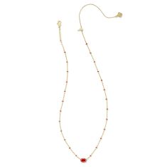 Kendra Scott Mini Elisa Enamel Frame Short Pendant Necklace in Red Illusion