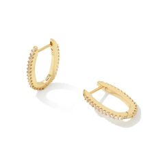 Kendra Scott Murphy Pave Huggie Earrings in White Cubic Zirconia, Gold-Plated