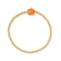 Kendra Scott Pumpkin Stretch Bracelet in Orange Mother-of-Pearl, Gold-Plated