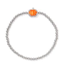 Kendra Scott Pumpkin Stretch Bracelet in Orange Mother-of-Pearl, Rhodium-Plated