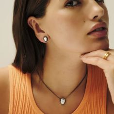 Final Sale - Kendra Scott Skeleton Short Pendant Necklace in Ivory Mother-of-Pearl, Gunmetal-Plated