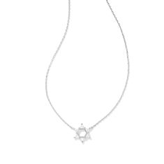 image of Kendra Scott Star of David White Crystal Short Pendant Necklace, Rhodium-Plated with sku:20514527