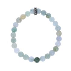 King Baby Burma Jade and Sterling Silver Logo Ring Beaded Bracelet | 8mm | 8.75 Inches