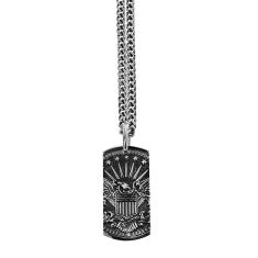 King Baby Eagle Dog Tag Sterling Silver Pendant Necklace | 24 Inches