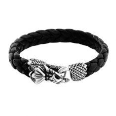 King Baby Leather and Sterling Silver Small Dragon Clasp Bracelet | 8.75 Inches