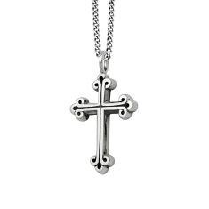 King Baby Medium Traditional Cross Sterling Silver Pendant Necklace | 24 Inches