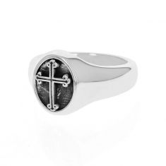 King Baby Traditional Cross Motif Sterling Silver Ring