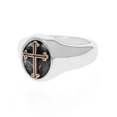 King Baby Two-Tone Traditional Cross Motif Ring | Size 11