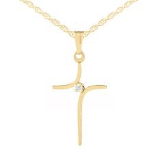 14k Yellow Gold Diamond Accent Cross Pendant Necklace 14k Yellow Gold Diamond Accent Cross Pendant Necklace