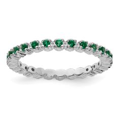 Lab Created Emerald Sterling Silver Stackable Eternity Ring