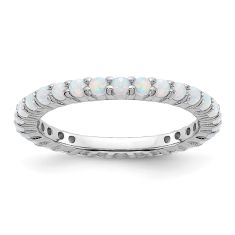 Lab Created Opal Sterling Silver Stackable Eternity Ring
