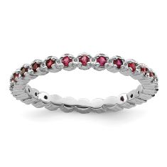 Lab Created Ruby Sterling Silver Stackable Eternity Ring