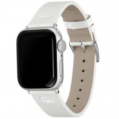 Lacoste Apple Watch Strap White Embossed Leather | 38mm & 40mm | 2050025