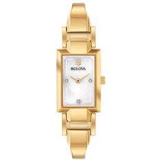 Ladies' Bulova Classic Diamond Accent Gold-Tone Stainless Steel Half-Bangle Watch | 18x33mm | 97P141