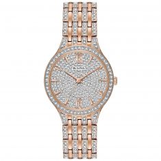 Ladies' Bulova Crystal Rose Gold-Tone Stainless Steel Watch | 32mm | 98L235