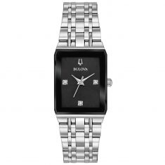 Ladies' Bulova Futuro Quadra Diamond Rectangular Case Stainless Steel Watch | 20.5 x 32mm | 96P202