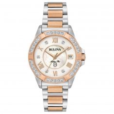 Ladies' Bulova Marine Star Diamond Two-Tone Rose Gold-Tone Stainless Steel Watch | 34mm  | 98R234