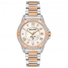 Ladies' Bulova Marine Star Diamond Two-Tone Rose Gold-Tone Stainless Steel Watch | 34mm  | 98R234