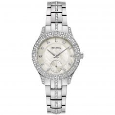 Ladies' Bulova Phantom Crystal Silver-Tone Bracelet Watch | 30.5mm | 96L291