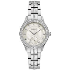Ladies' Bulova Phantom Crystal Silver-Tone Bracelet Watch | 30.5mm | 96L291
