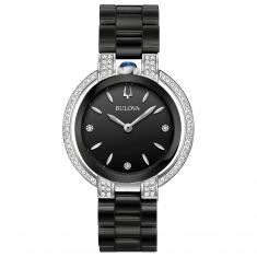 Ladies' Bulova Rubaiyat Diamond Accent Black Ceramic Bracelet Watch | 35mm | 98R266