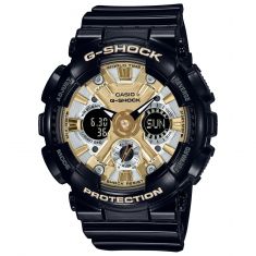 Ladies' Casio G-Shock Analog-Digital GA-110 Series Black and Golden Watch | GMAS120GB-1A