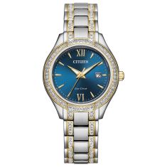 Ladies' Citizen Eco-Drive Silhouette Crystal Blue Dial Watch | 30mm | FE1234-50L