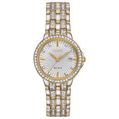 image of Ladies' Citizen Eco-Drive Two-Tone Silhouette Crystal Watch | 28mm | EW2344-57A with sku:19606300