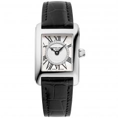 Ladies' Frederique Constant Classics Carrée Diamond Dial Black Leather Strap Watch | FC-200MPDC16-BL