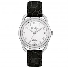 Ladies' Joseph Bulova Commodore Limited Edition Automatic Black Leather Watch | 34.4mm | 96M152